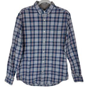 Banana Republic Shirt Mens Medium Blue Bold Plaid‎ Luxe Flannel Slim Button-Down